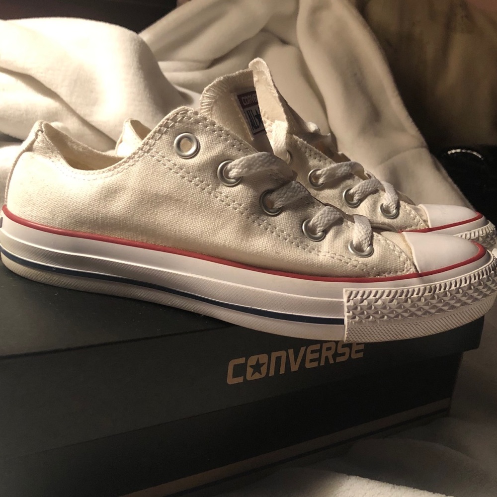White low top Converse sneakers